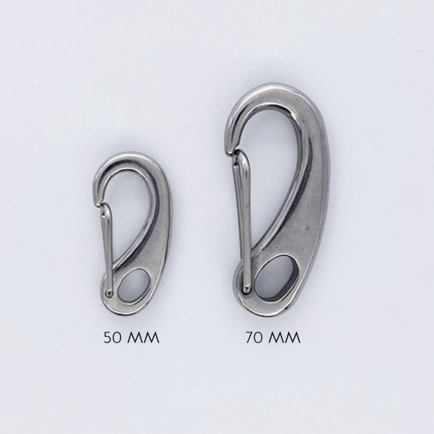 Moschettone piatto con anello - Acciaio inox