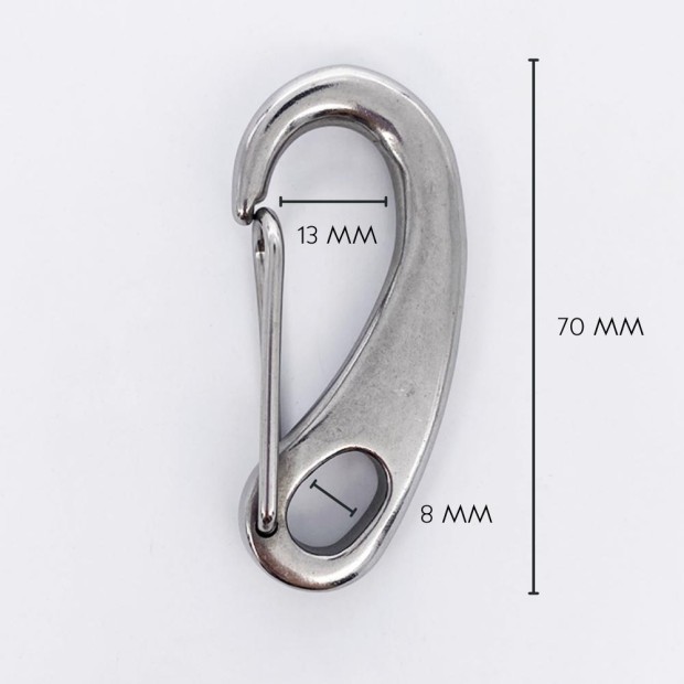 Flacher Karabiner mit Öse – Edelstahl