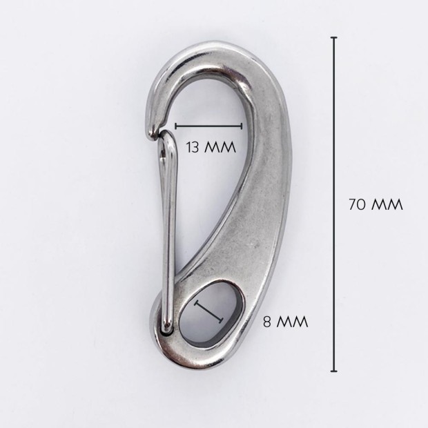 Stainless steel carabiner with closed eye