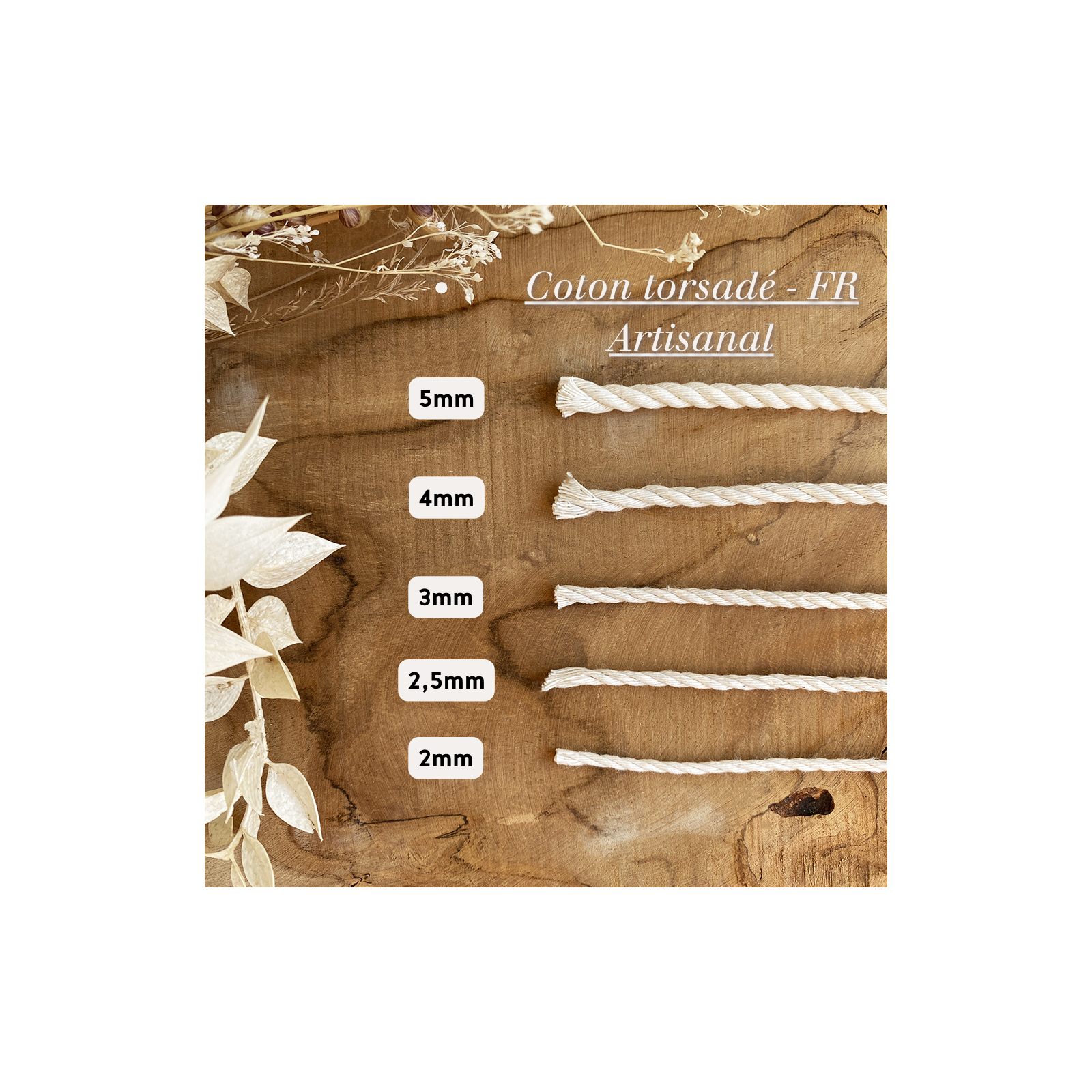 Corde Macramé 100% Coton Naturel - 3 Mm De Diamètre, Rouleau De 100 Mètres