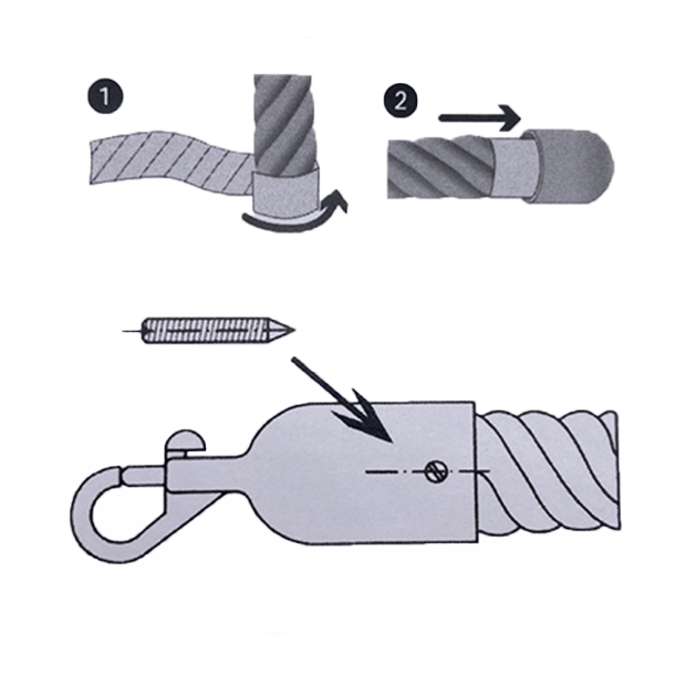 Rope end cap - Snap hook