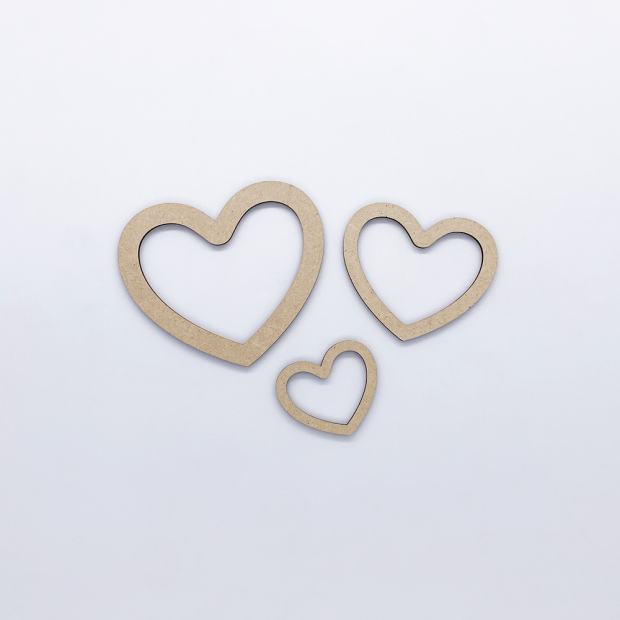 Cuori in legno - Set da 3