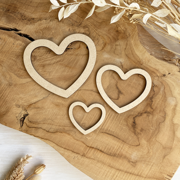 Cuori in legno - Set da 3