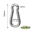 Firefighter or Alpinist Stainless Steel carabiner without eye 10x100 RR333kg AISI316 standard