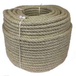 Natural hemp rope 26mm visible fibers rustic look crown 100m