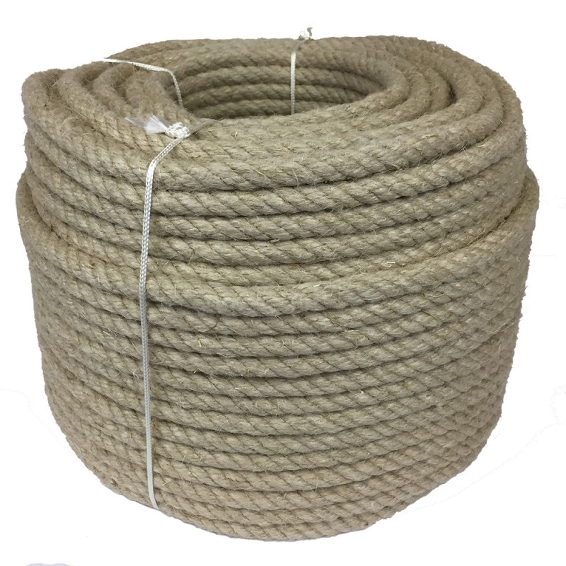 46mm CHANVRE fibre naturelle 3 torons cordage impregne 1-20m CORDE EN JUTE 