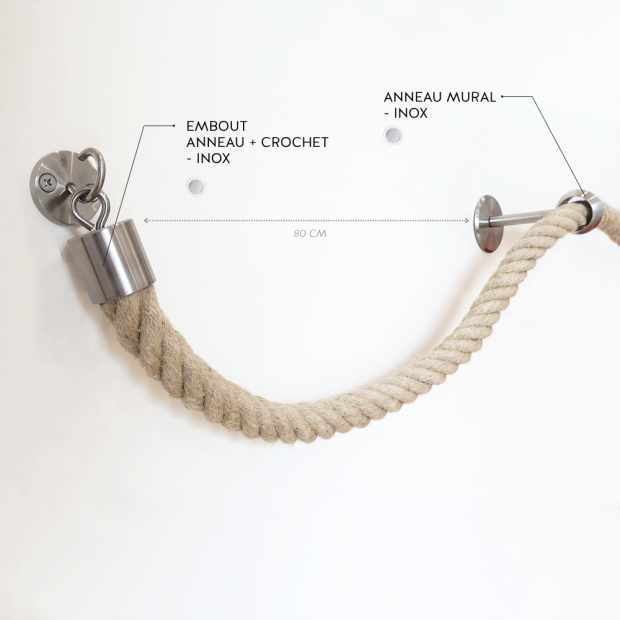 Anneau mural pour corde - Inox