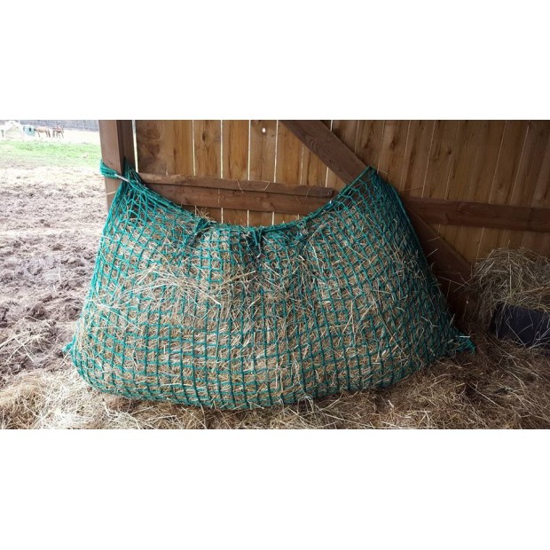 Malla de heno en forma de "bolsa" color verde 1x1m