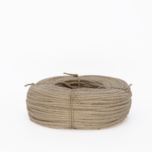 Natural hemp rope 26mm visible fibers rustic look crown 100m