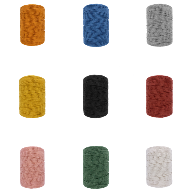 1kg 2mm à 5mm Corde Peignée en Coton pour Macramé, bobine 100% single twist  Certifié GOTS & OEKO-TEX® Plumes et feuilles -  France