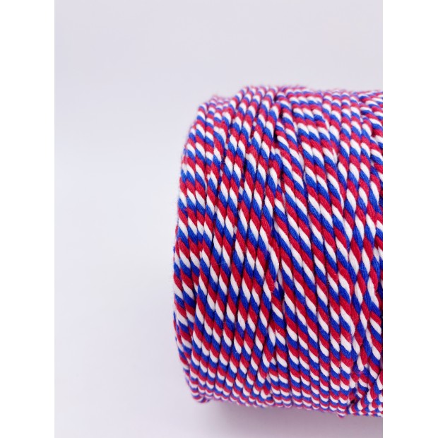 Cordeau Coton Câblé Bleu Blanc Rouge 1kg