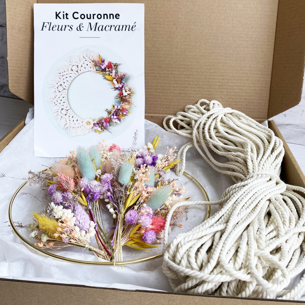 Kit Corona Bora Bora - Macramè con Fiori Secchi