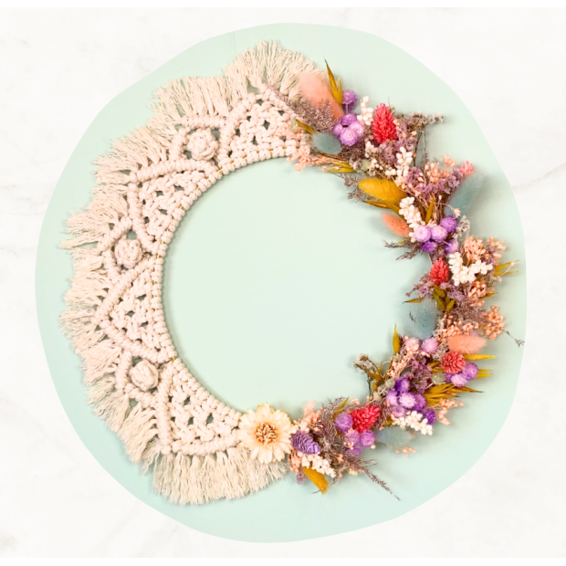 Kit Corona Bora Bora - Macramè con Fiori Secchi