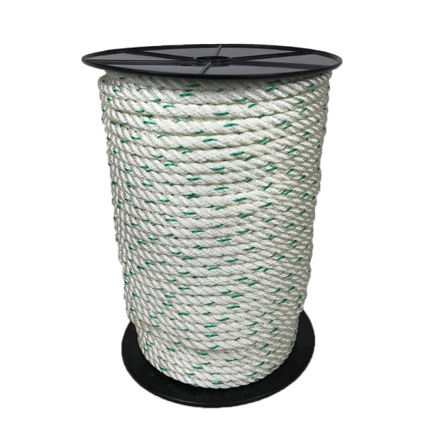 Corde Polyamide 10mm Blanc fil vert 100m