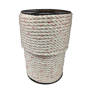 Corde Polyamide 10mm Blanc fil rouge 100m
