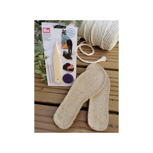 Kit Outils Espadrilles, 2 aiguilles 6,5cm, 2 tire-aiguilles, outil pour angle