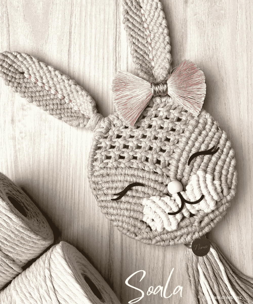 Animal lapin - cercle en macramé - Soala Créations