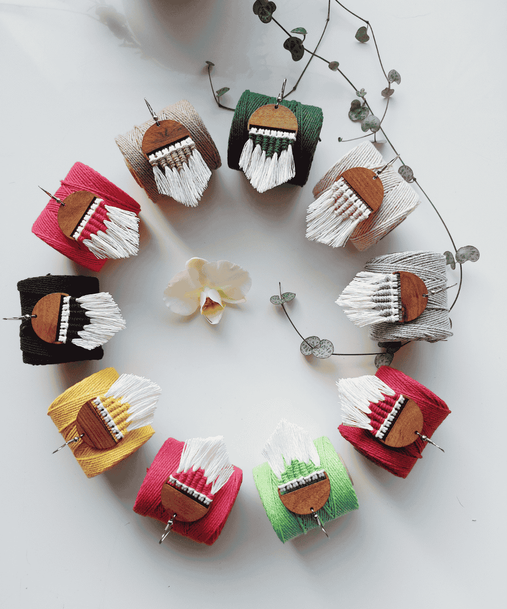 Boucles d'oreille en macramé