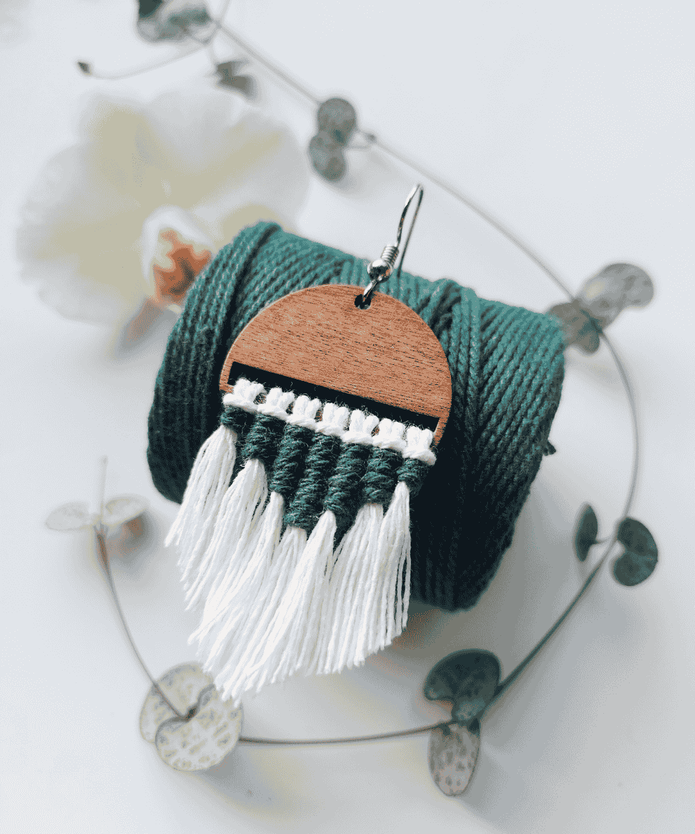 Boucle d'oreille Macramé bleue