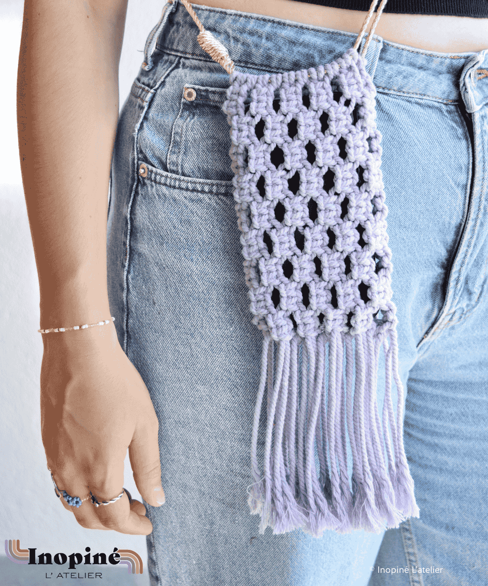 Etui portable en macramé - Lila