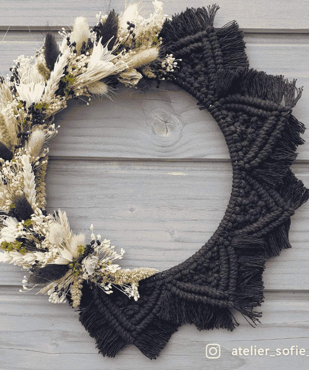 Miroir macramé fleurs séchées - Atelier sofie