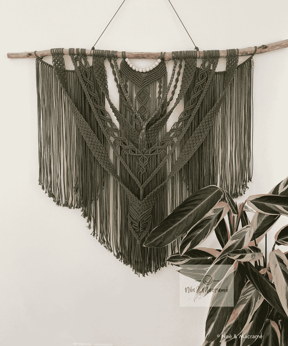 Tenture murale macramé - Vert kaki