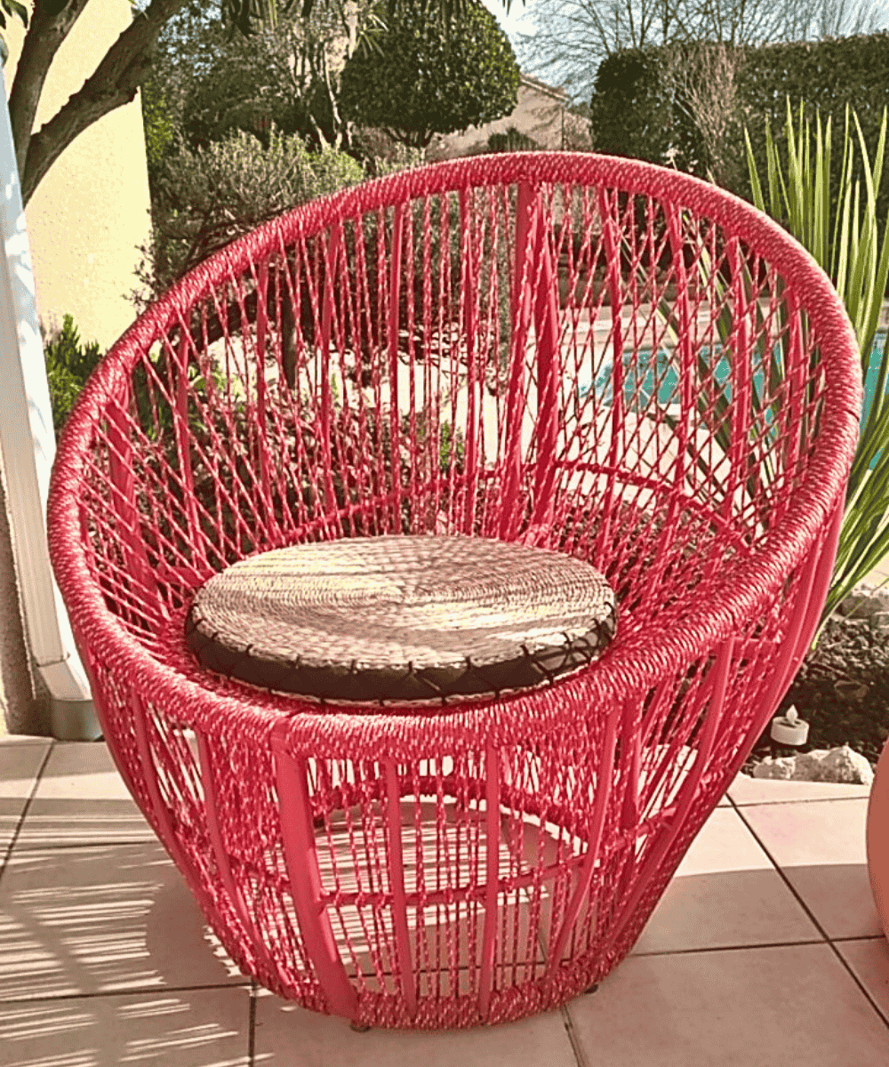 Fauteuil extérieur garcette rouge